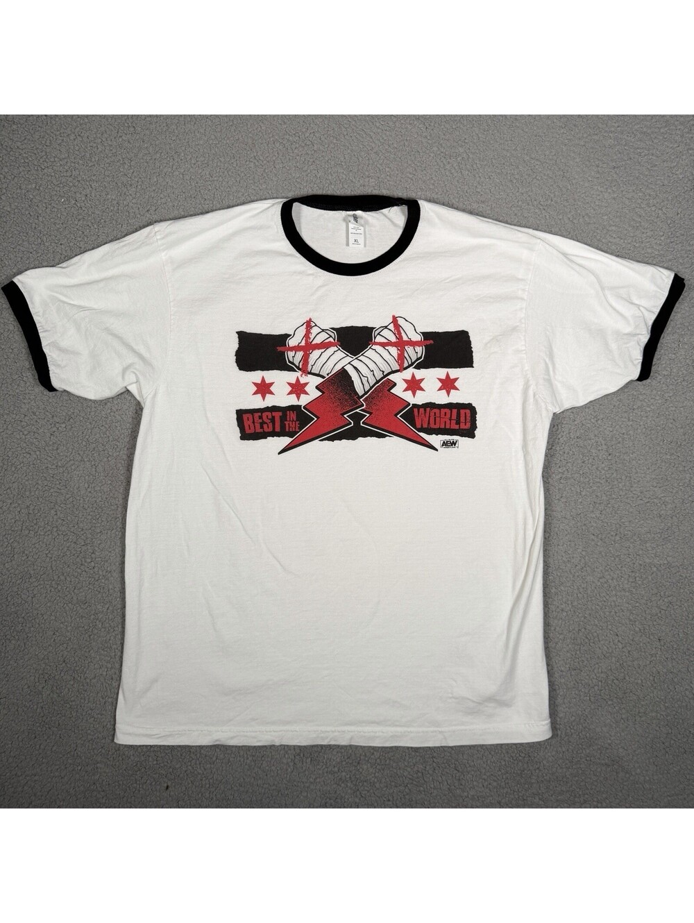 AEW CM Punk Best In The World Wresting Graphic T-Shirt Size Adult XL WWE White